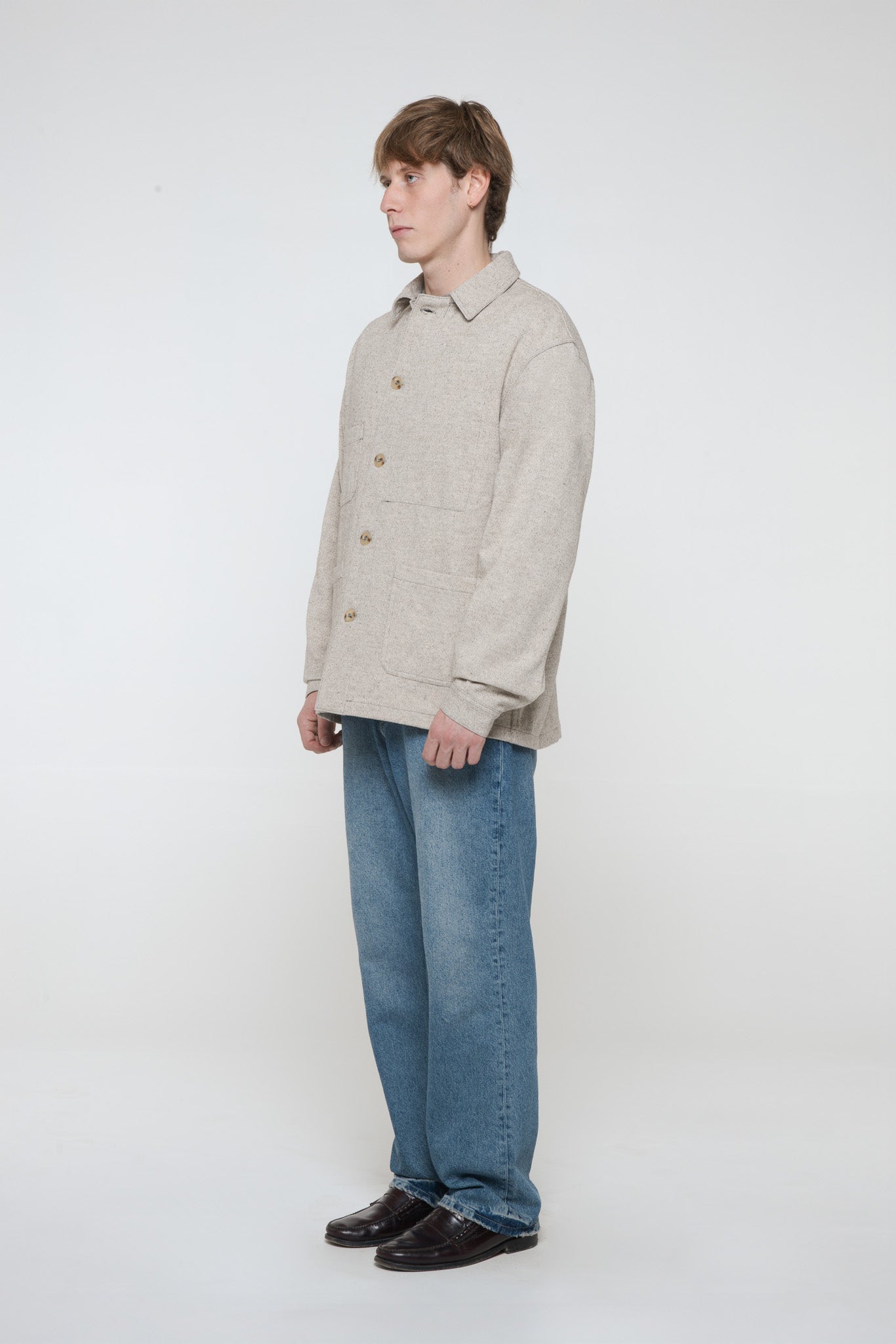 "CAMP" Wool and organic cotton jacket, Dark natural