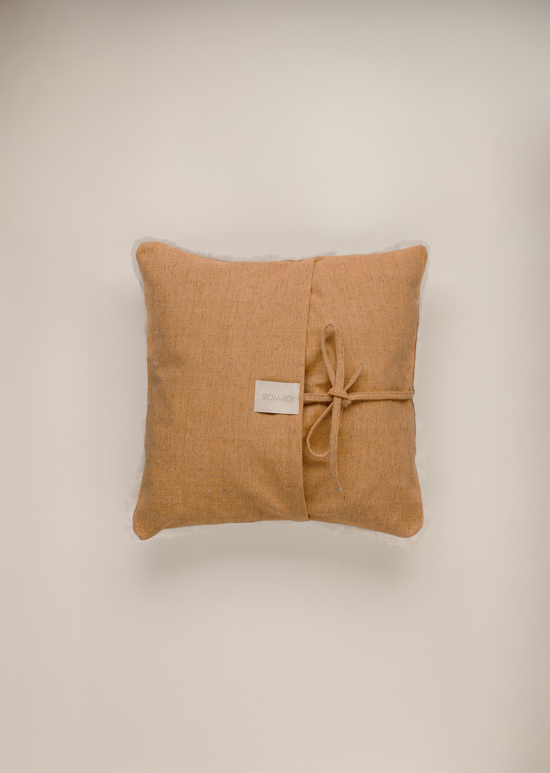 "HORT" LEATHER AND WOOL CUSHION COVER, SHORT PILE