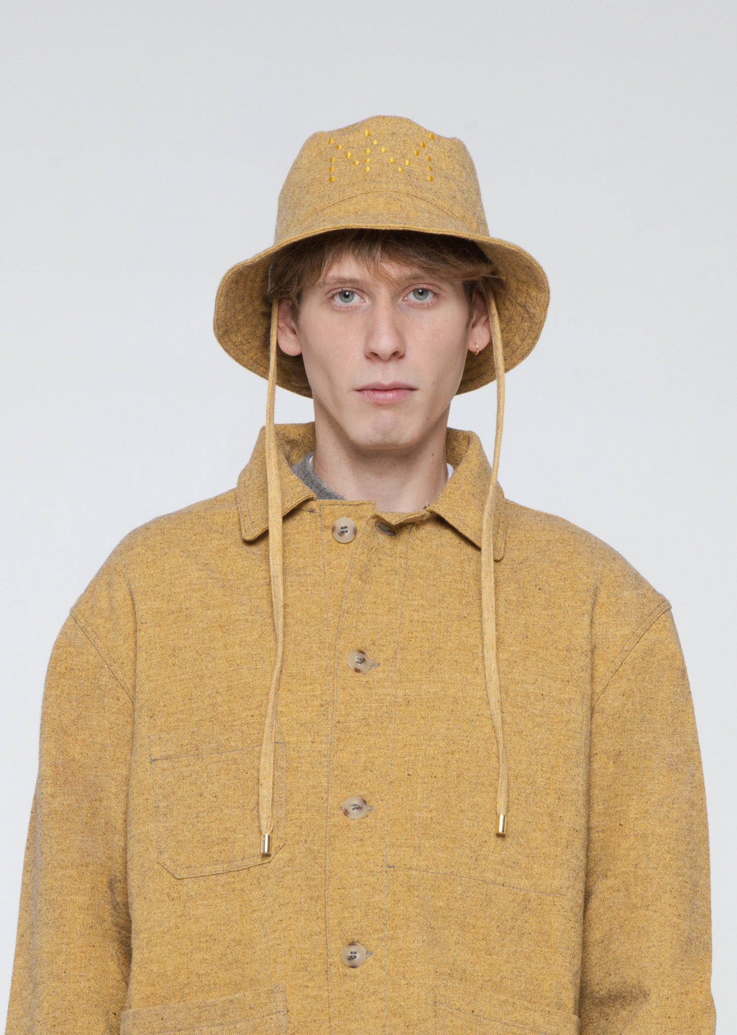 "CAMP" Wool and organic cotton bucket hat, Mustard