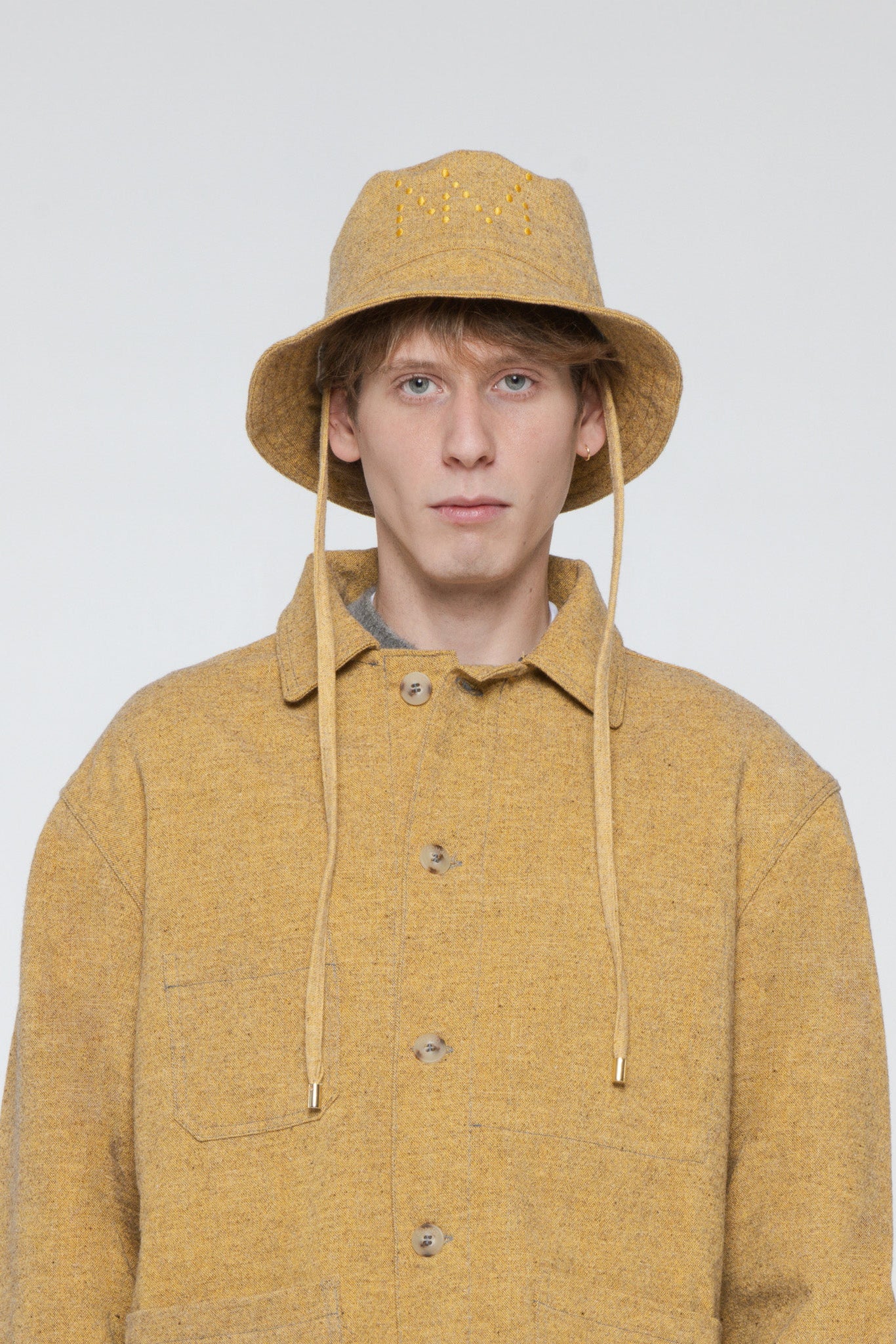 "CAMP" Wool and organic cotton bucket hat, Mustard