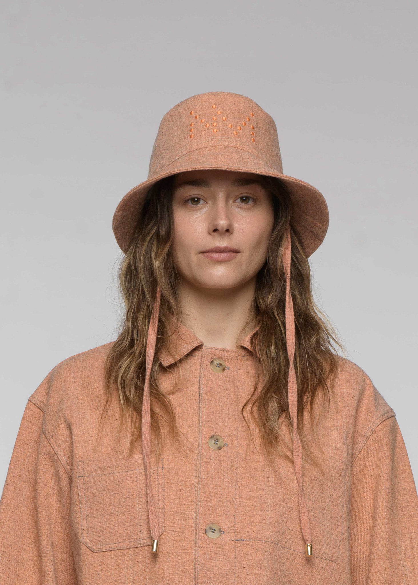 "CAMP" Wool and organic cotton bucket hat, Salmon