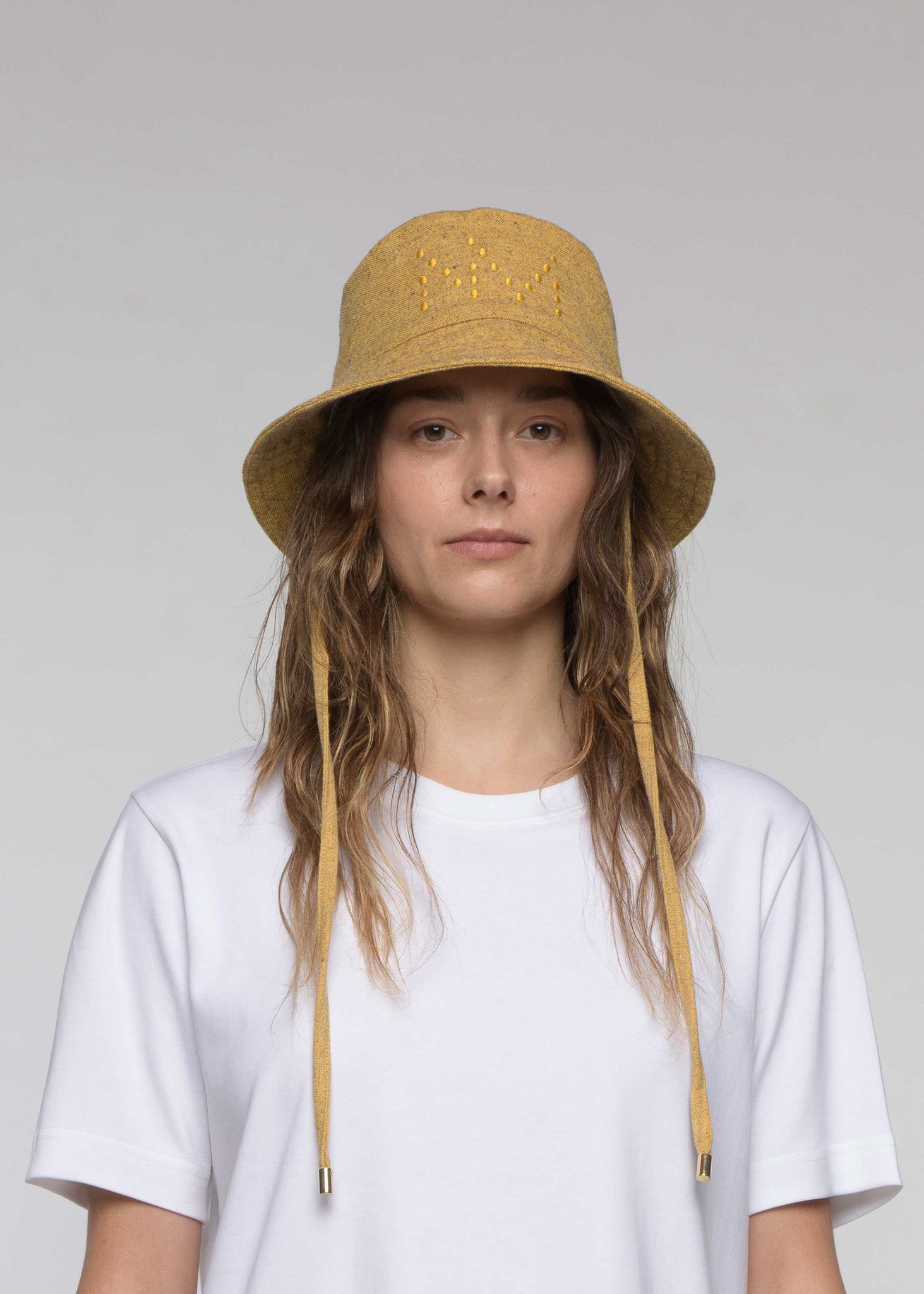 "CAMP" Wool and organic cotton bucket hat, Mustard