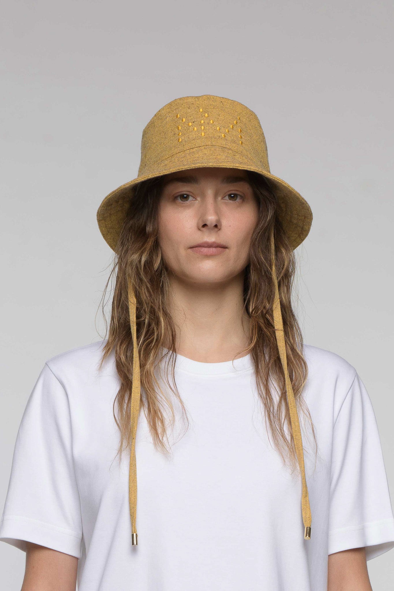 "CAMP" Wool and organic cotton bucket hat, Mustard