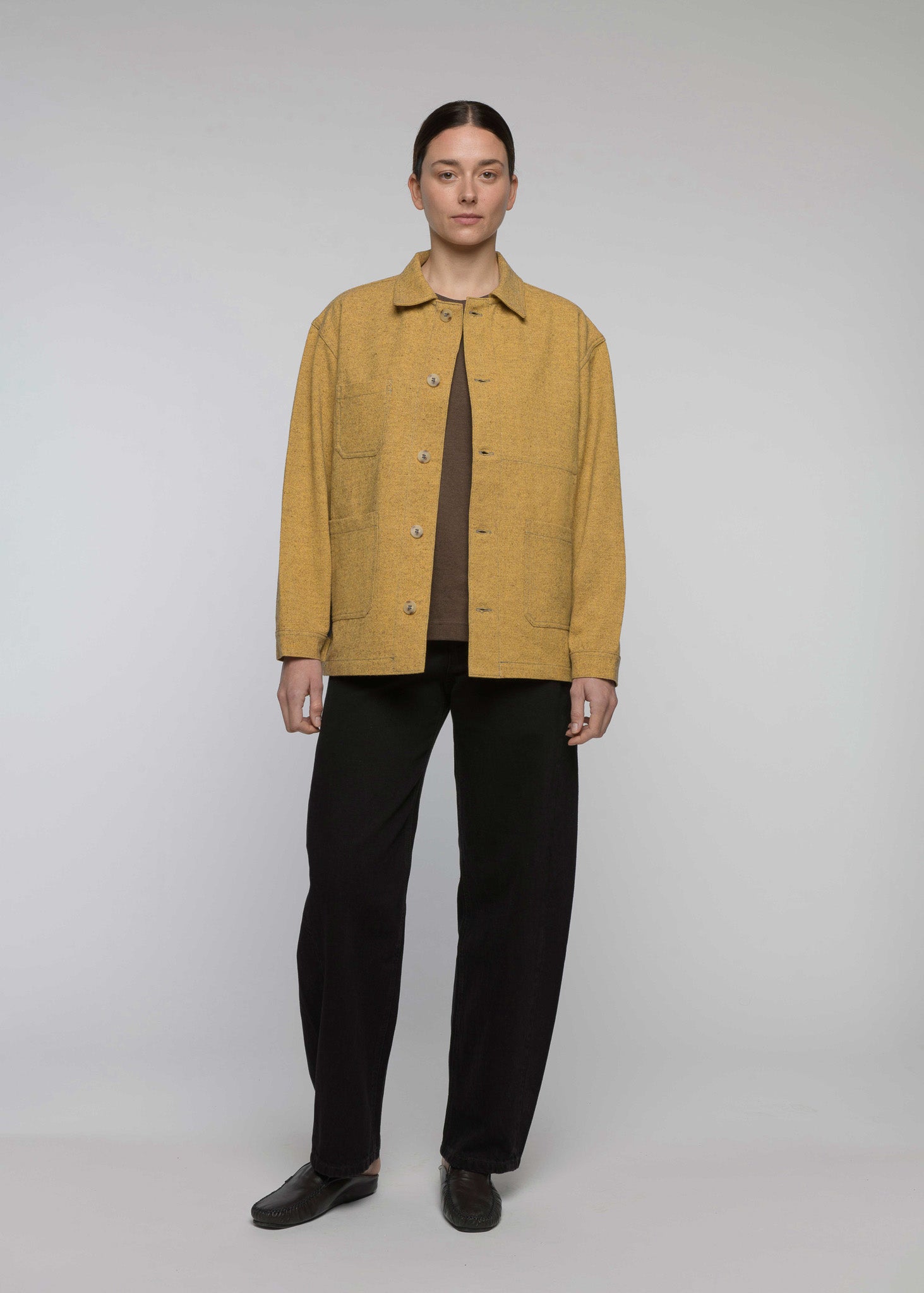 CHAQUETA DE LANA Y ALGODÓN "CAMP" Mostaza