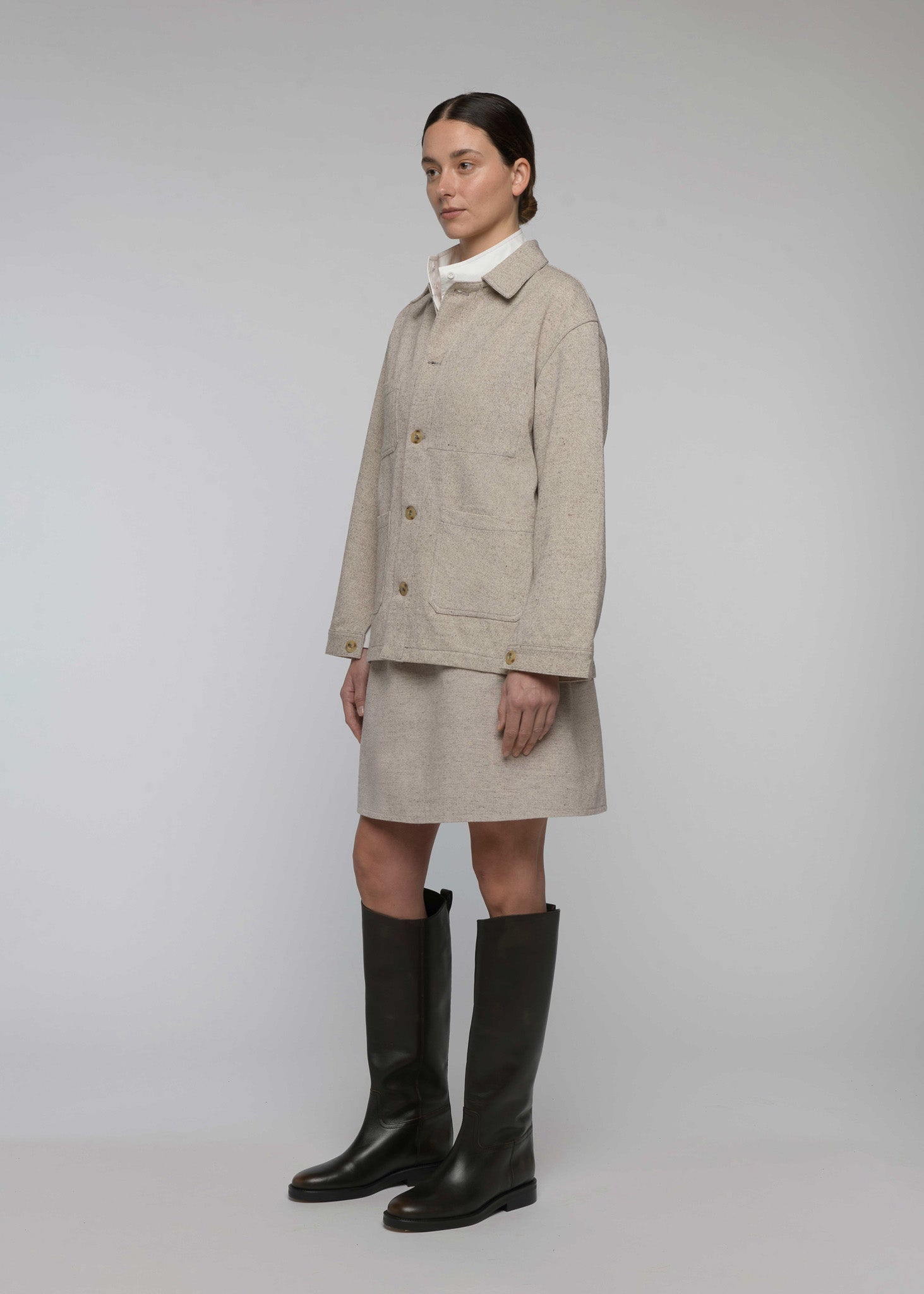 CHAQUETA DE LANA Y ALGODÓN "CAMP" Crudo