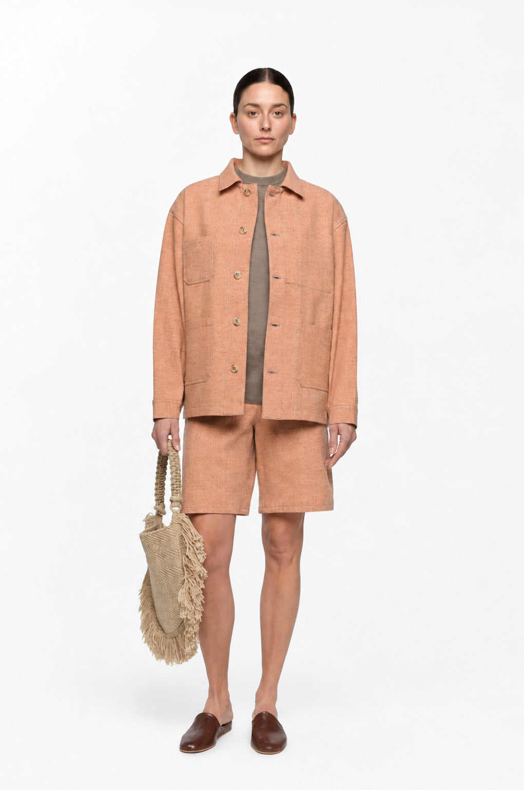 CHAQUETA DE LANA Y ALGODÓN "CAMP" Salmón