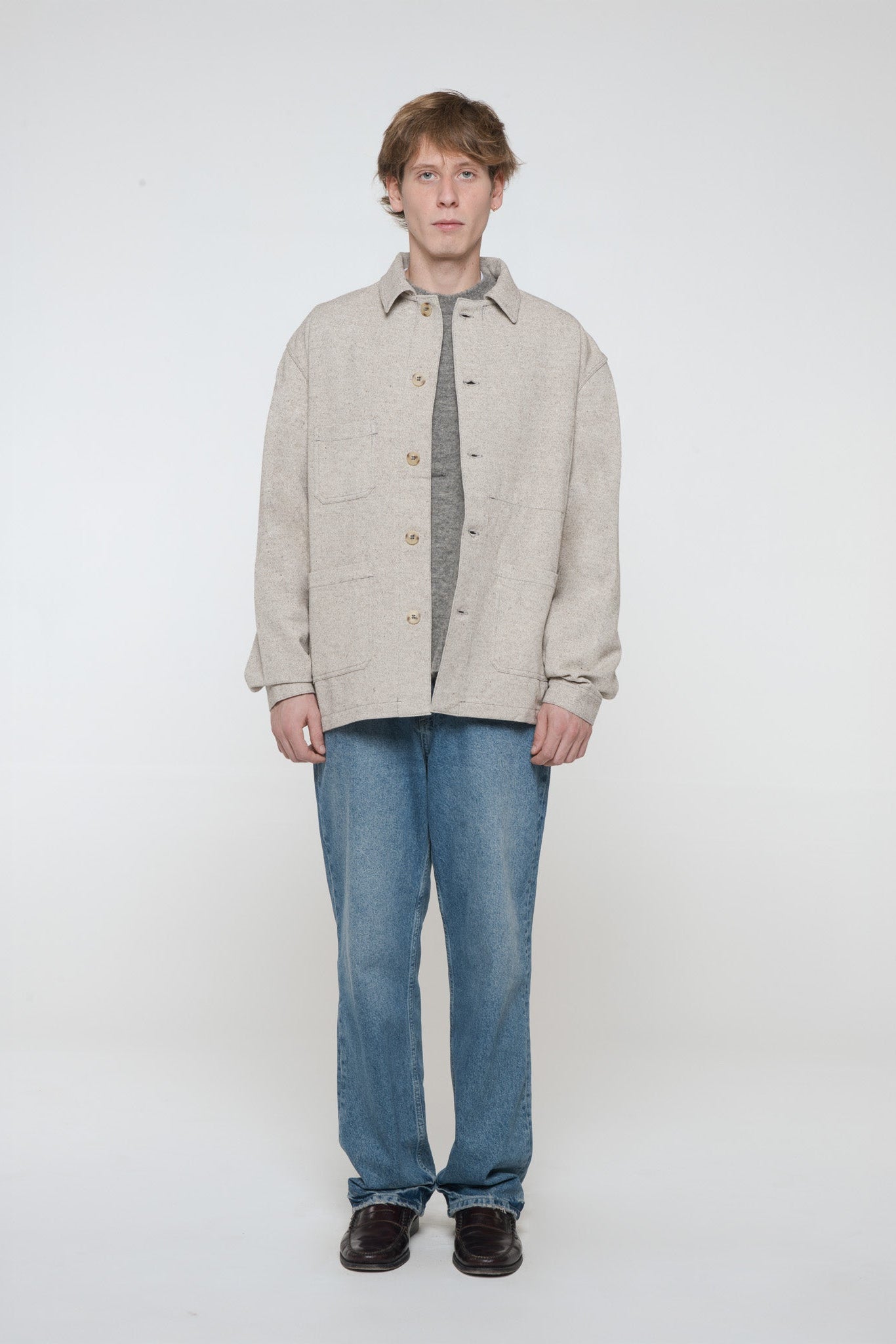 "CAMP" Wool and organic cotton jacket, Dark natural