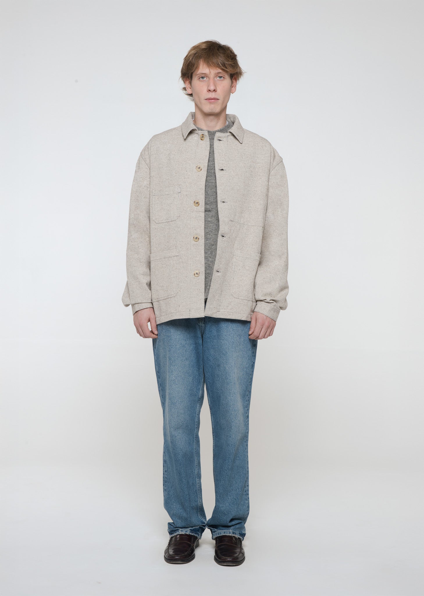 CHAQUETA DE LANA Y ALGODÓN "CAMP" Crudo Oscuro