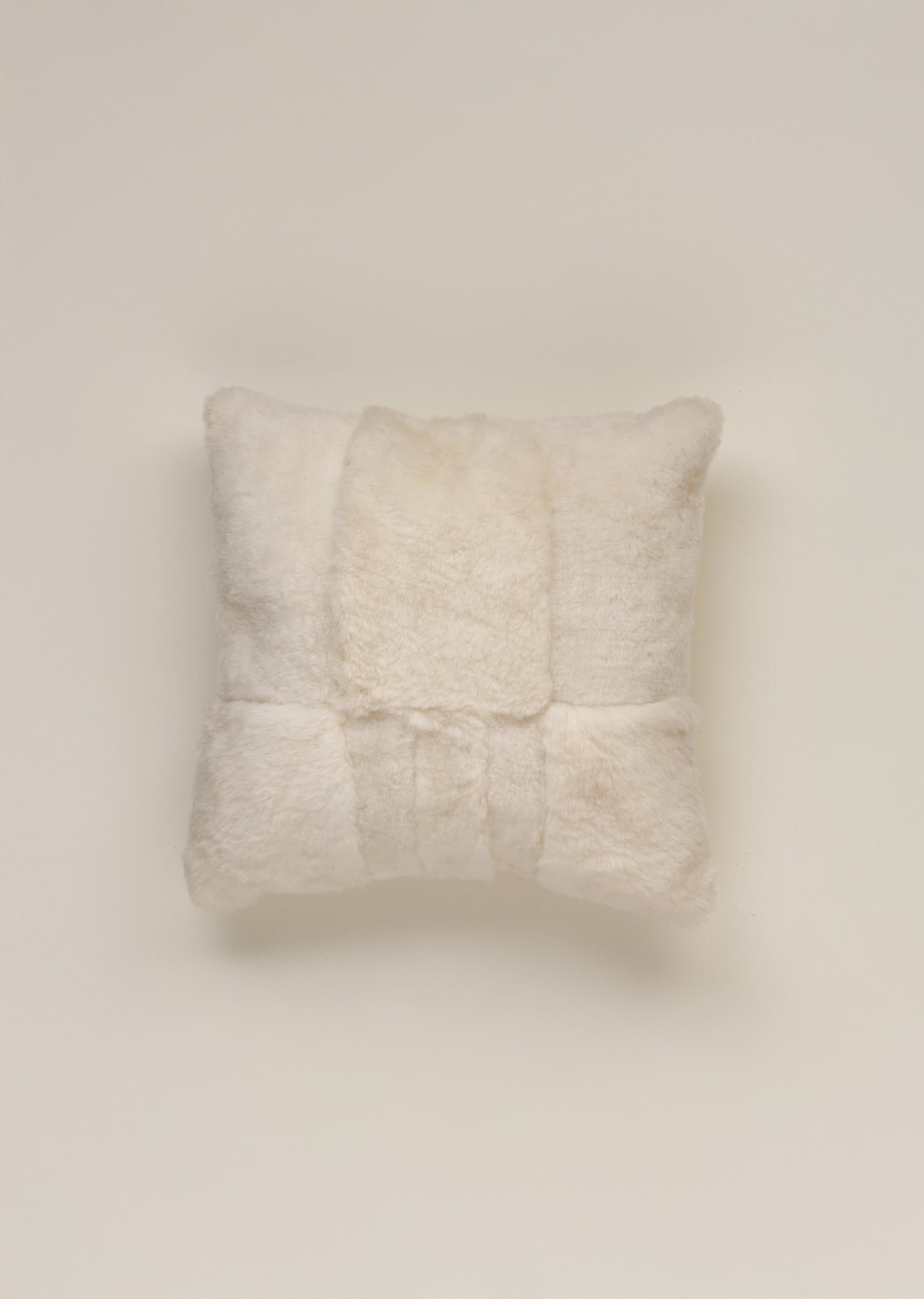 "HORT" LEATHER AND WOOL CUSHION COVER, SHORT PILE 