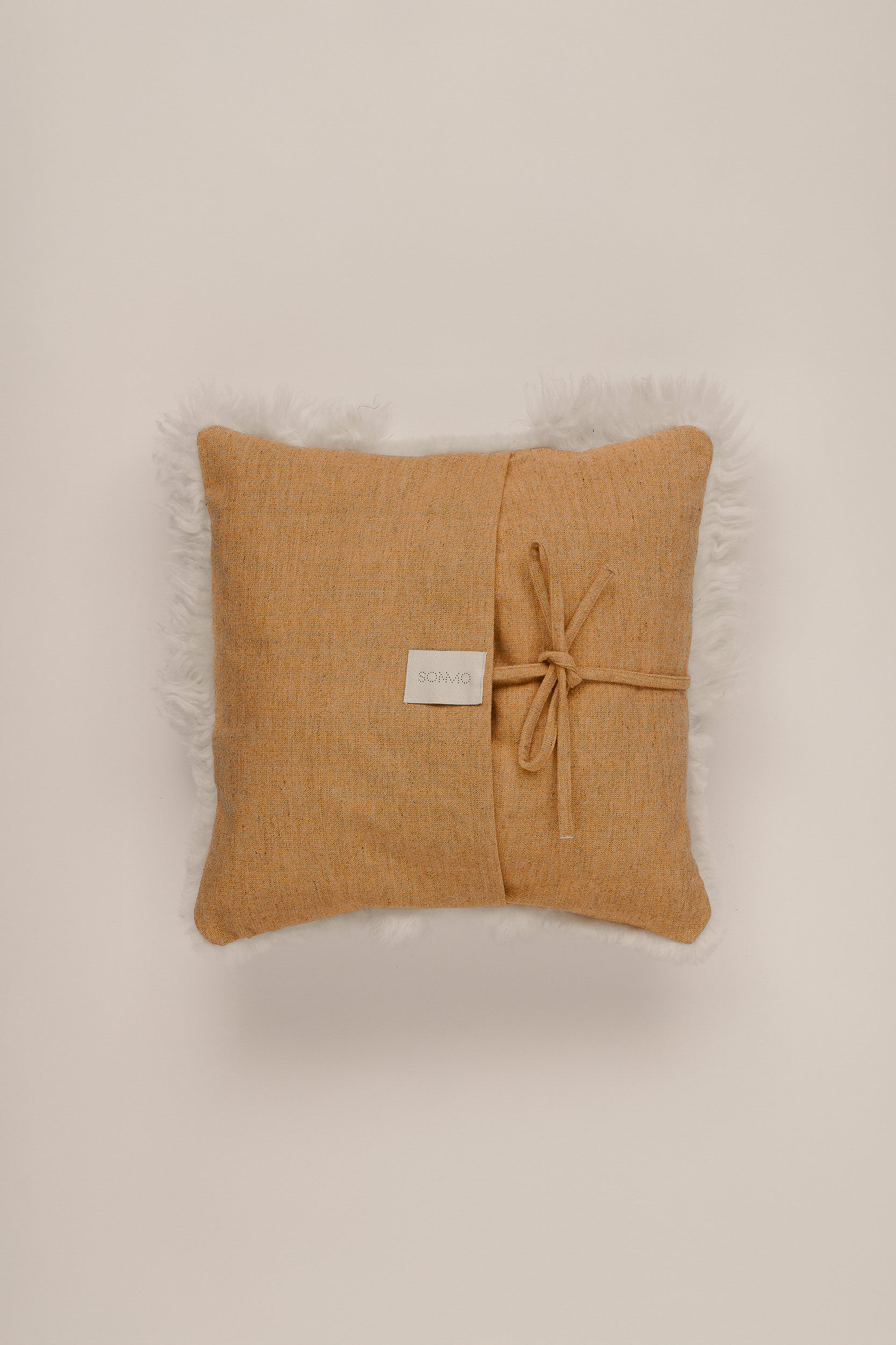 "HORT" LEATHER AND WOOL CUSHION COVER, LONG PILE