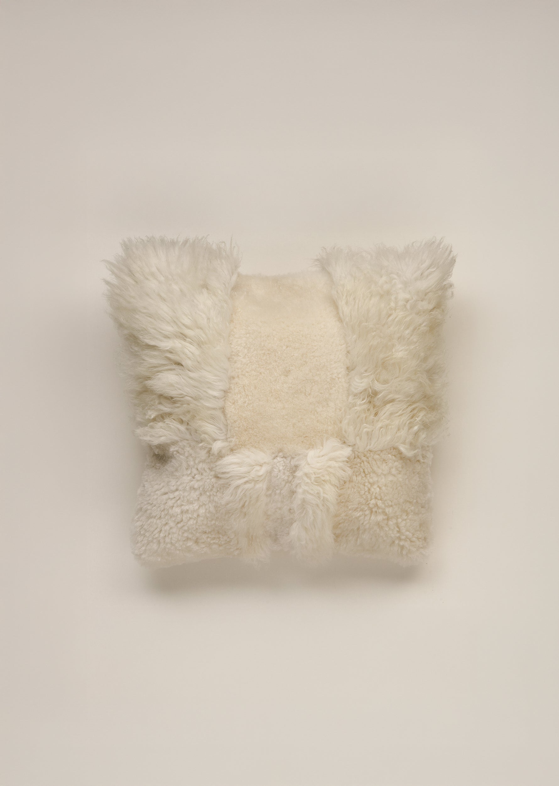 "HORT" LEATHER AND WOOL CUSHION COVER, LONG PILE