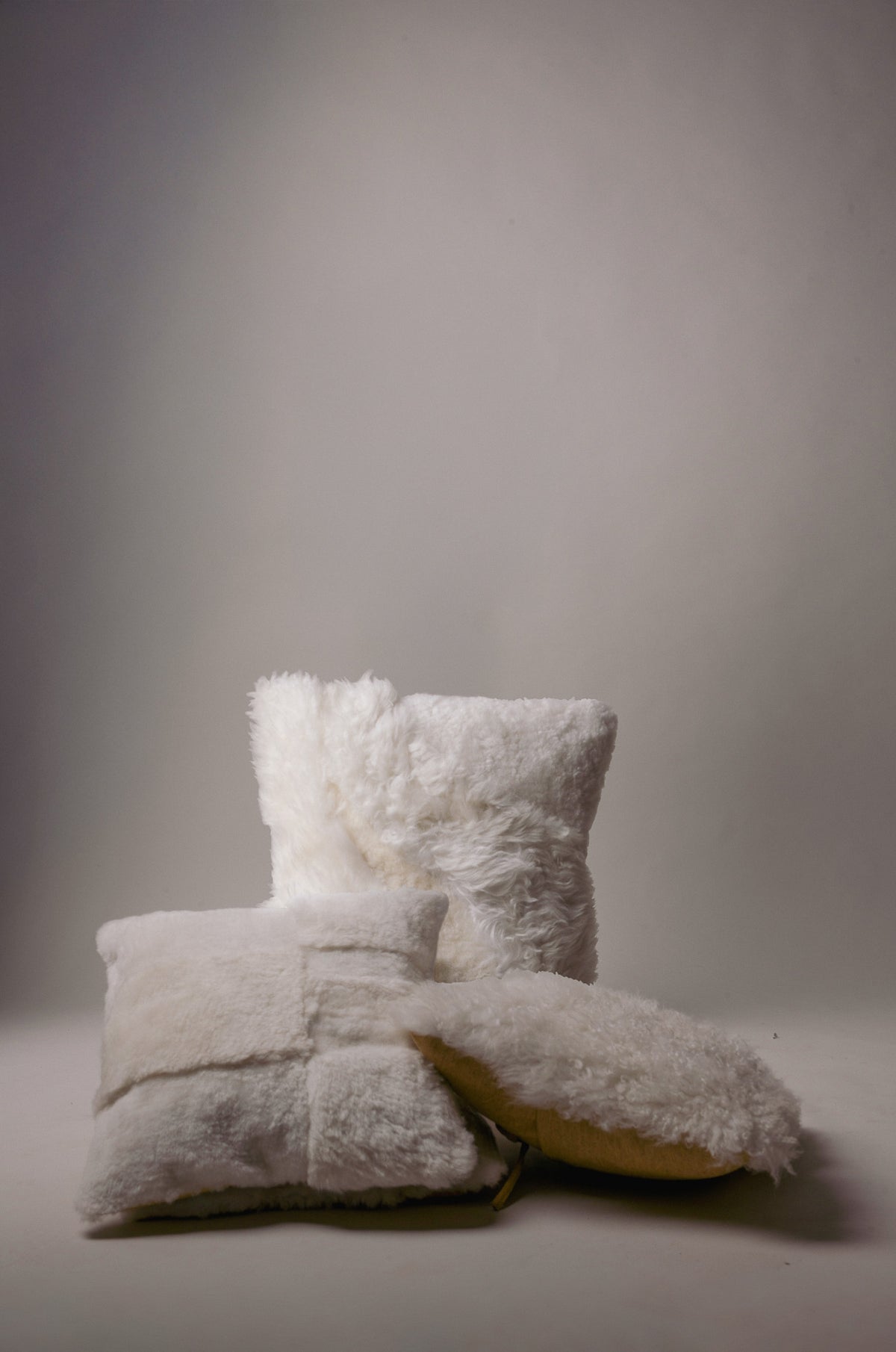 "HORT" LEATHER AND WOOL CUSHION COVER, LONG PILE