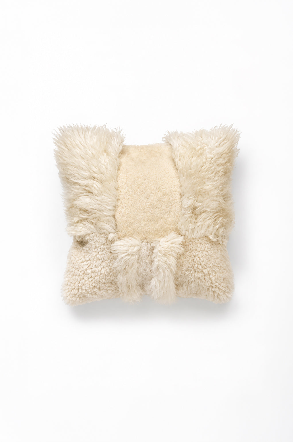 "HORT" LEATHER AND WOOL CUSHION COVER, LONG PILE