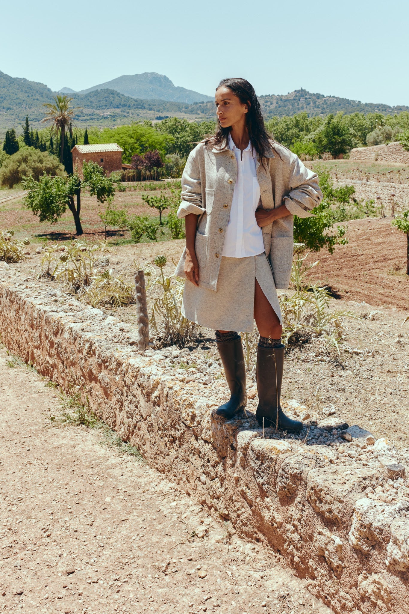 CHAQUETA DE LANA Y ALGODÓN "CAMP" Crudo