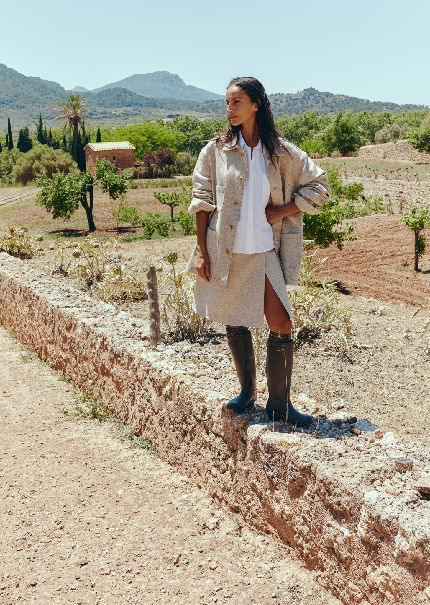 "CAMP" Wool and organic cotton jacket, Dark natural