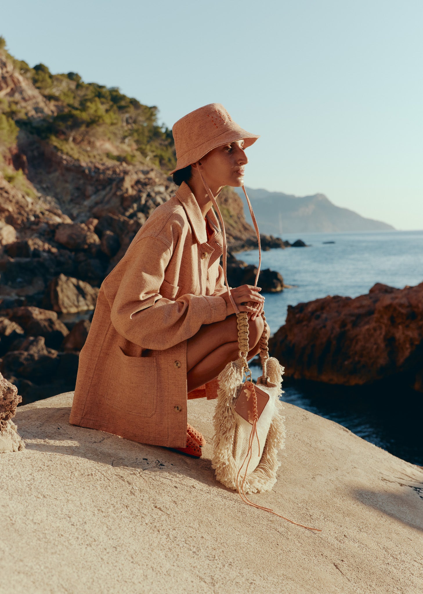 "CAMP" Wool and organic cotton bucket hat, Salmon