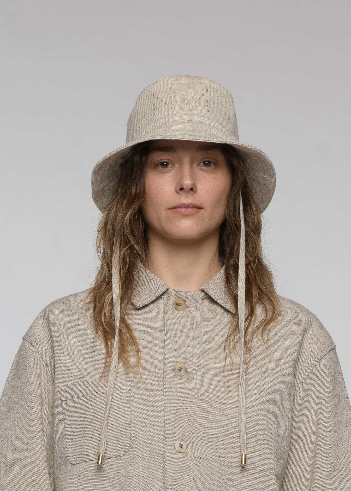 "CAMP" Wool and organic cotton bucket hat, Light Natural