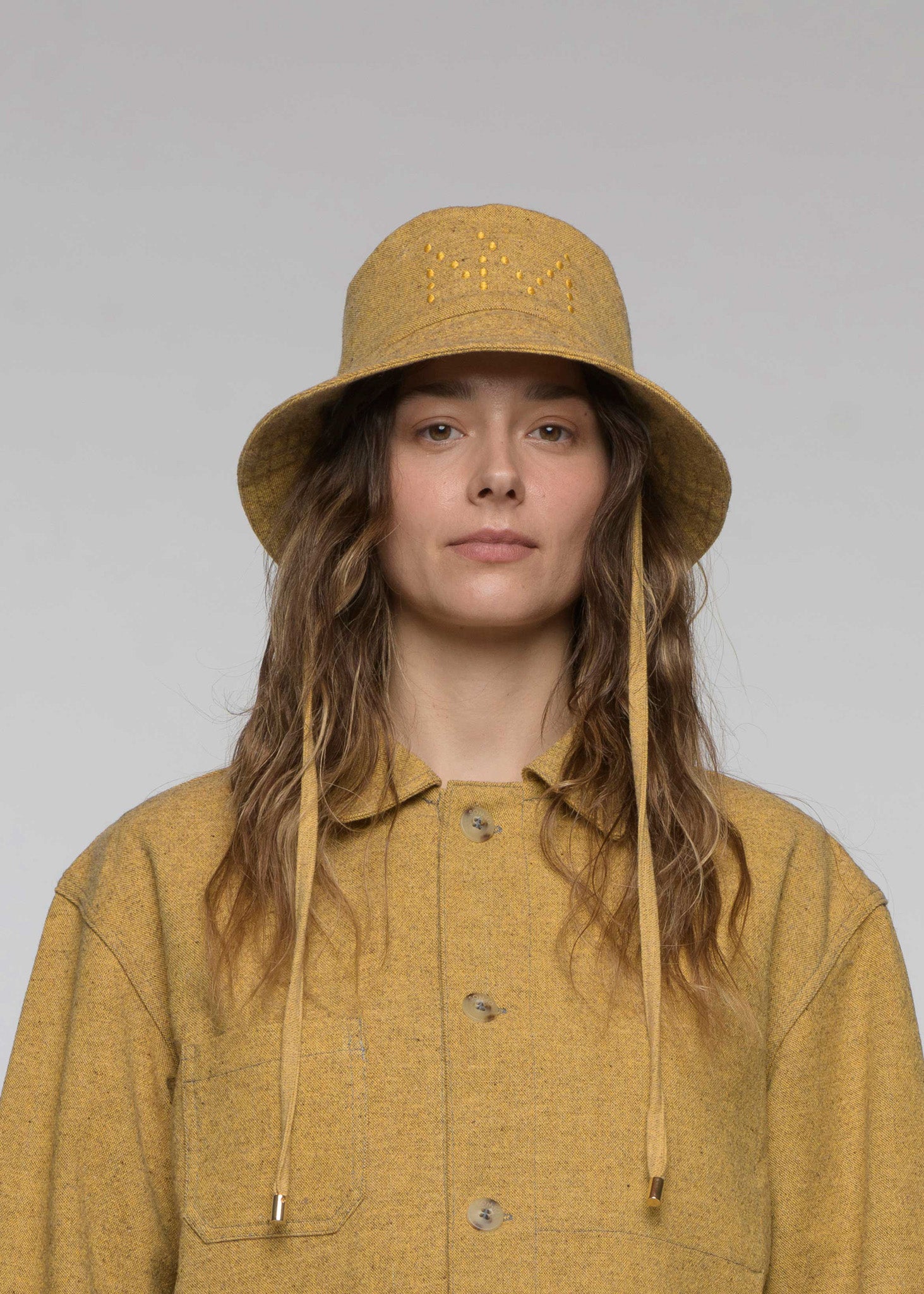 "CAMP" Wool and organic cotton bucket hat, Mustard