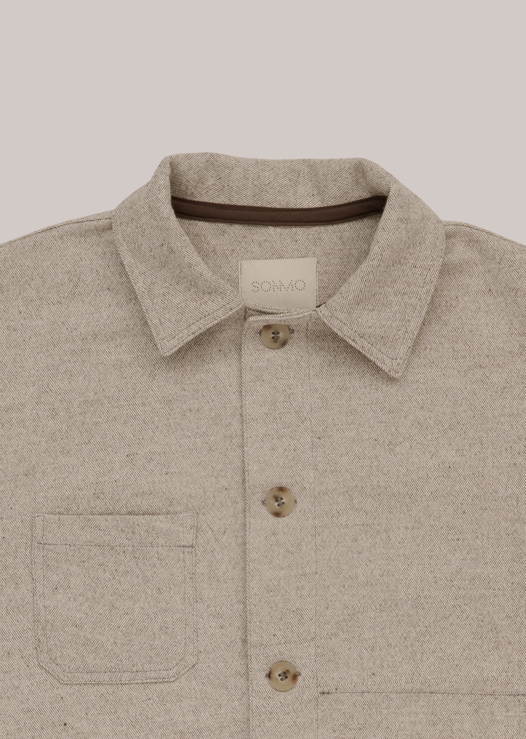 CHAQUETA DE LANA Y ALGODÓN "CAMP" Crudo Oscuro