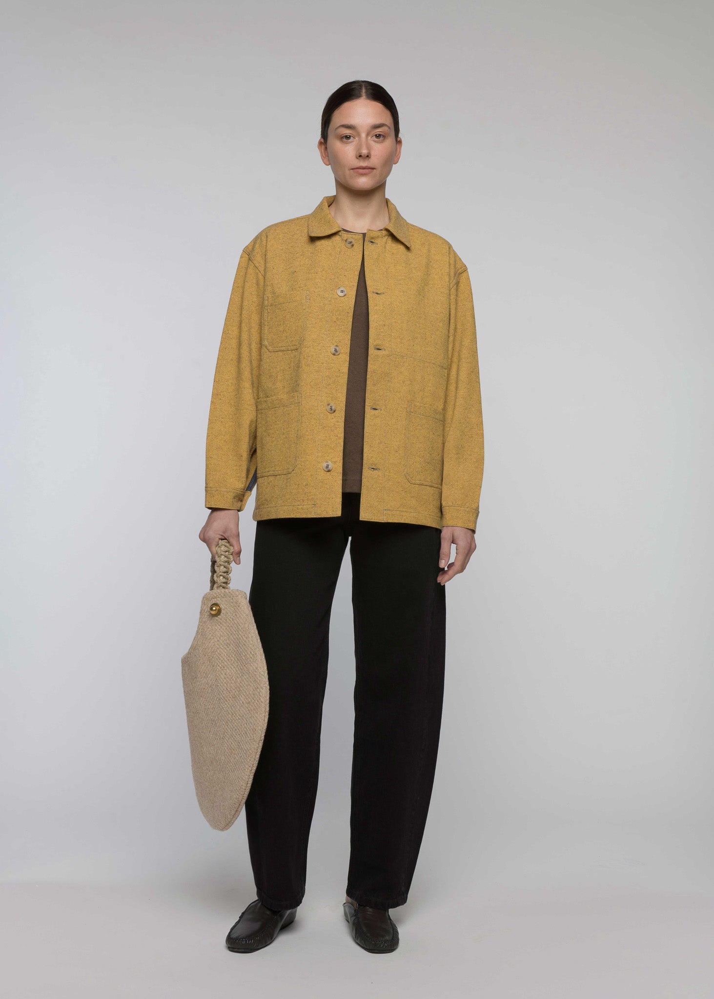 CHAQUETA DE LANA Y ALGODÓN "CAMP" Mostaza