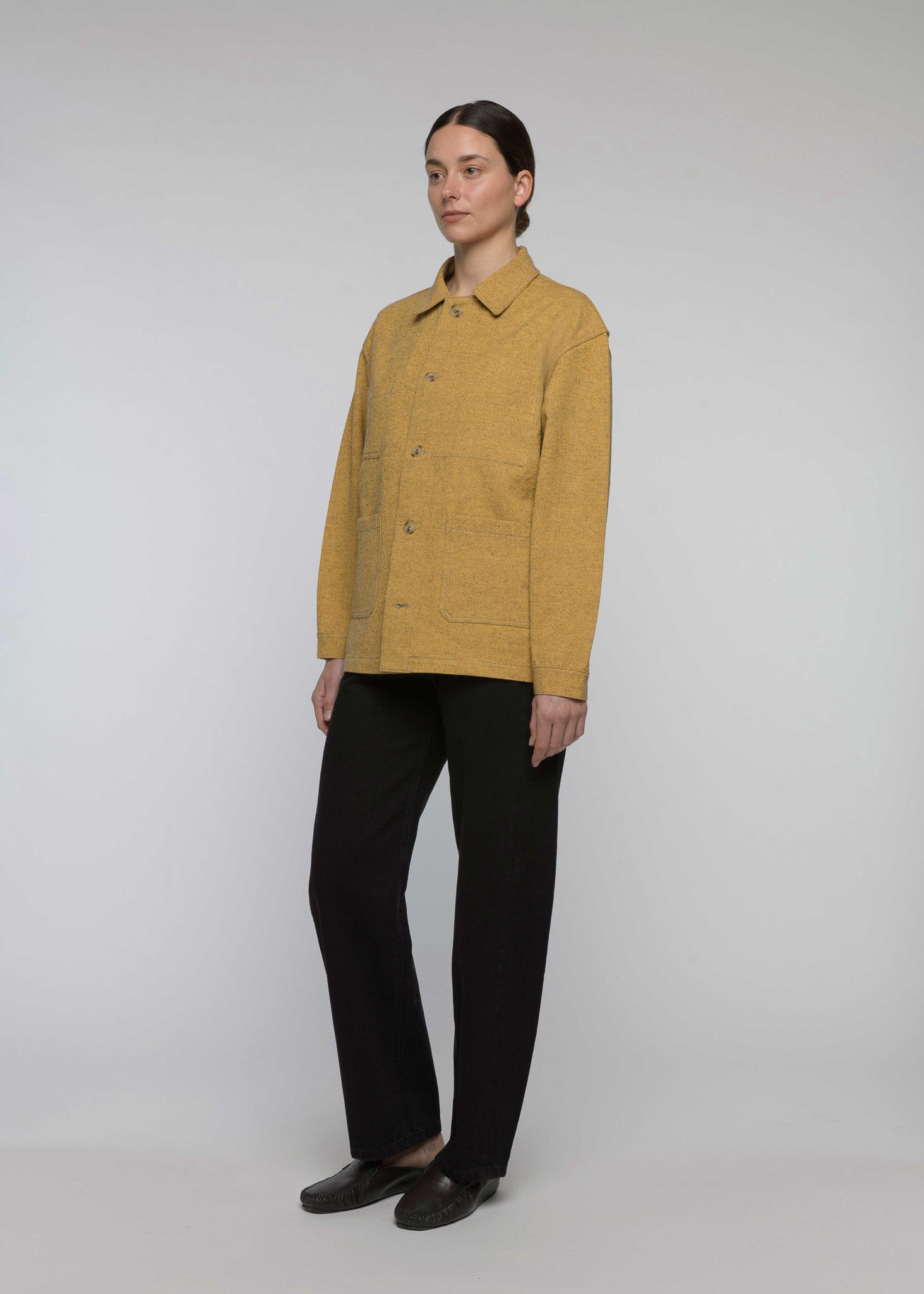 CHAQUETA DE LANA Y ALGODÓN "CAMP" Mostaza