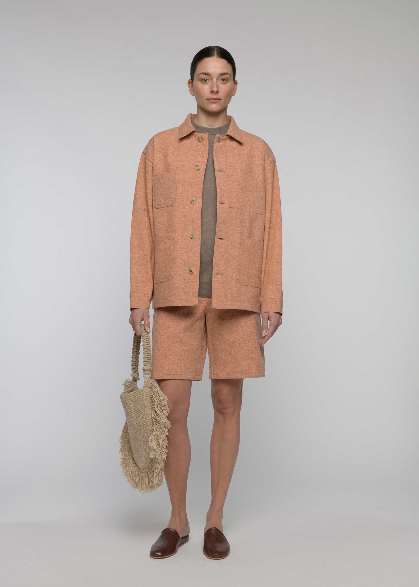 CHAQUETA DE LANA Y ALGODÓN "CAMP" Salmón