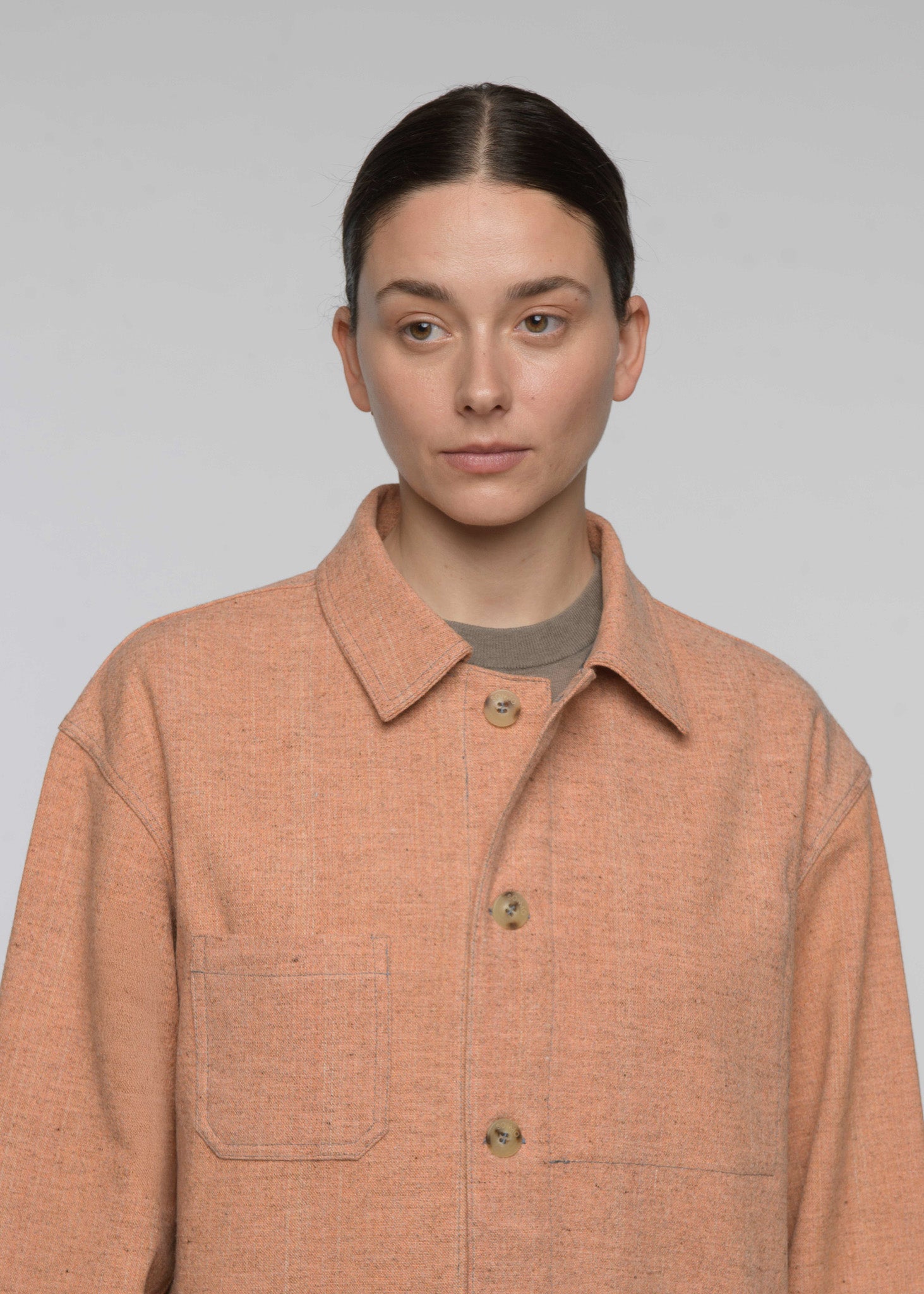 CHAQUETA DE LANA Y ALGODÓN "CAMP" Salmón