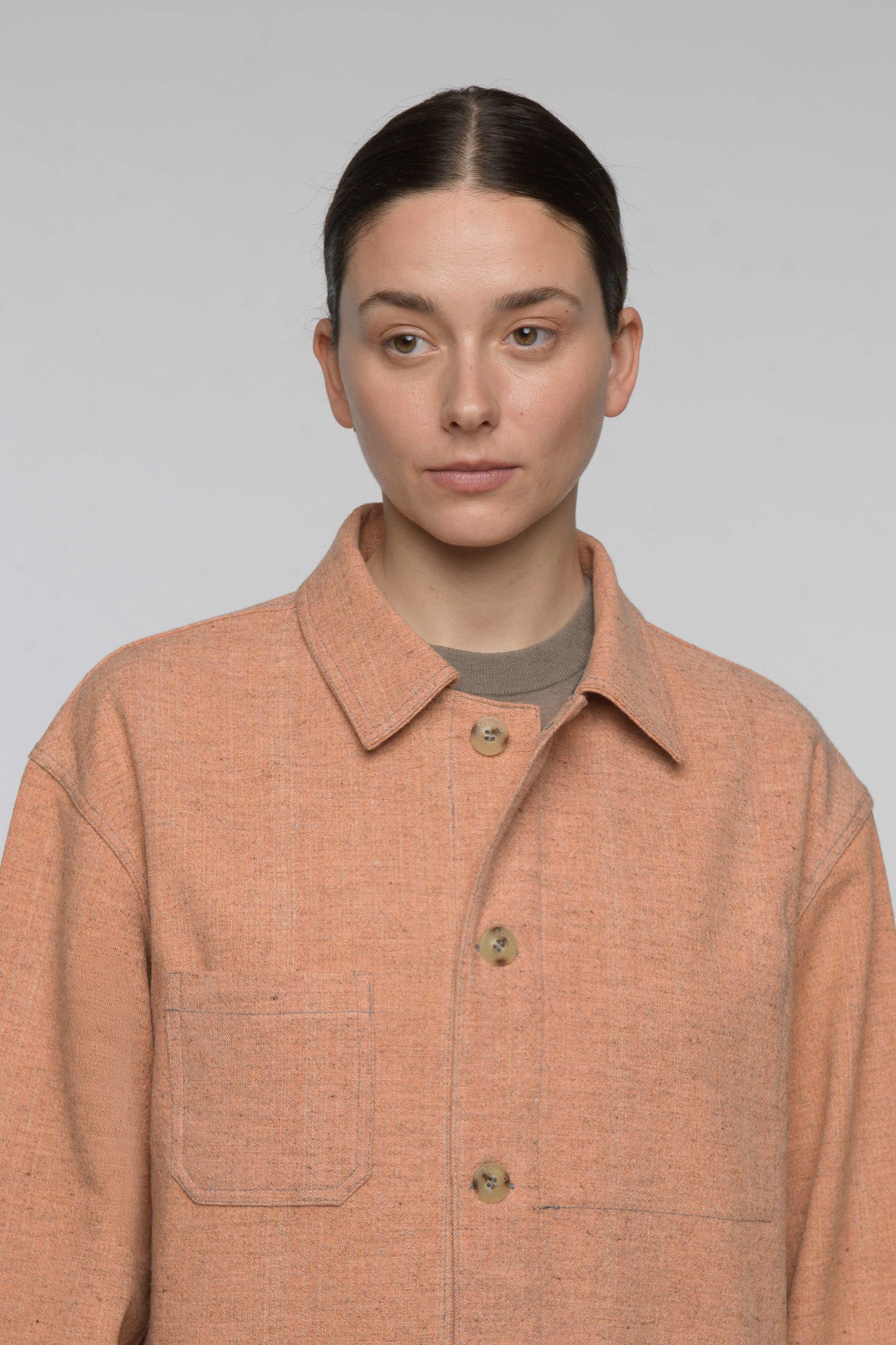 CHAQUETA DE LANA Y ALGODÓN "CAMP" Salmón